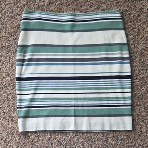 LOFT Green and Gray Striped Pencil Skirt